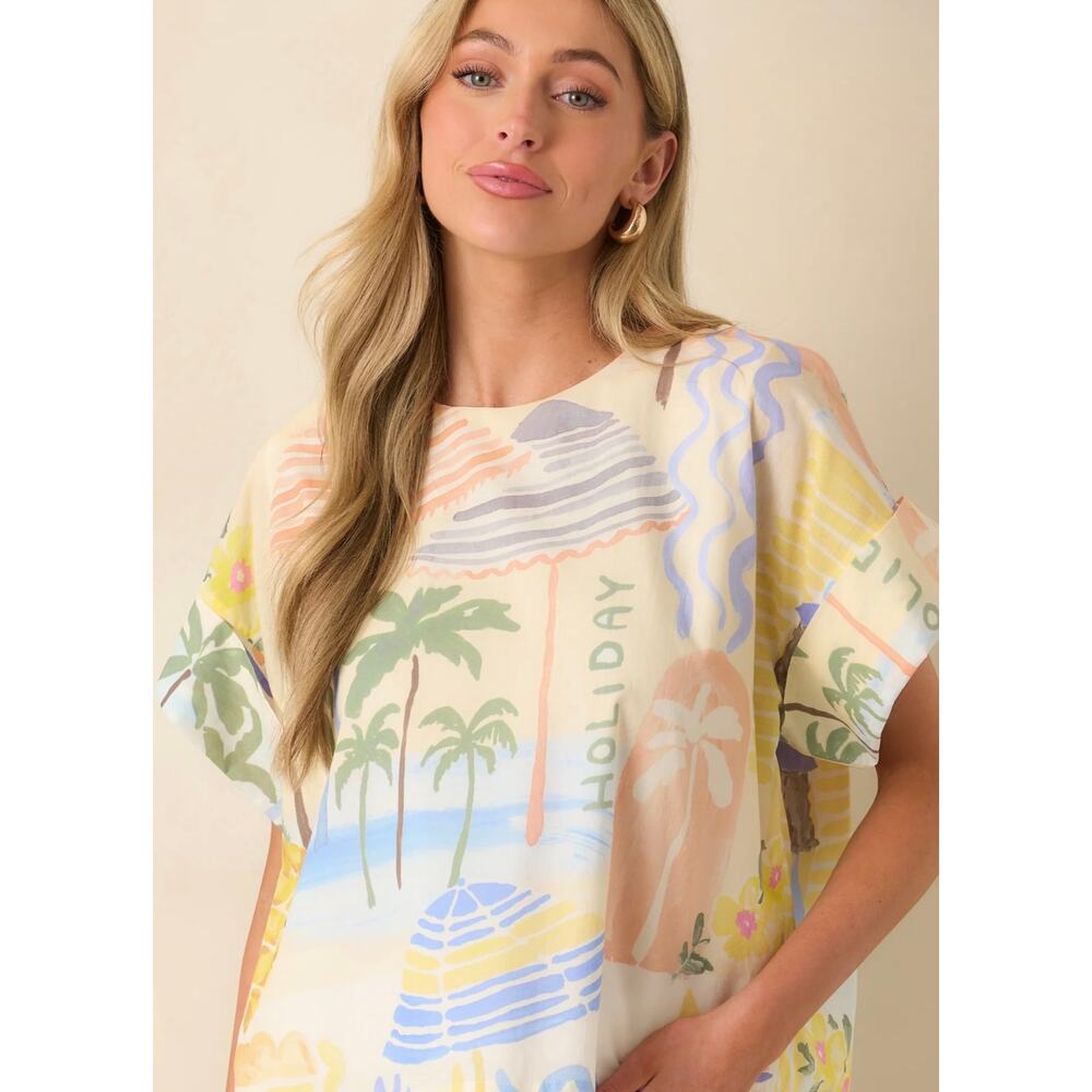 PROSPERINA BAILEIGH MULTI PRINT COTTON TOP - Picture 2 of 6